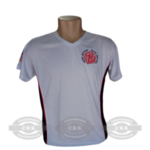 Camiseta Personalizada com Gola V e Laterais Contrastantes