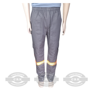 Calça Brim com Botão e Faixa Refletiva – Resistência, Segurança e Acabamento Profissional para o Uniforme Operacional