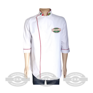 Dolman Branco com Detalhes Vermelhos – Profissionalismo e Padronização com Toque de Elegância